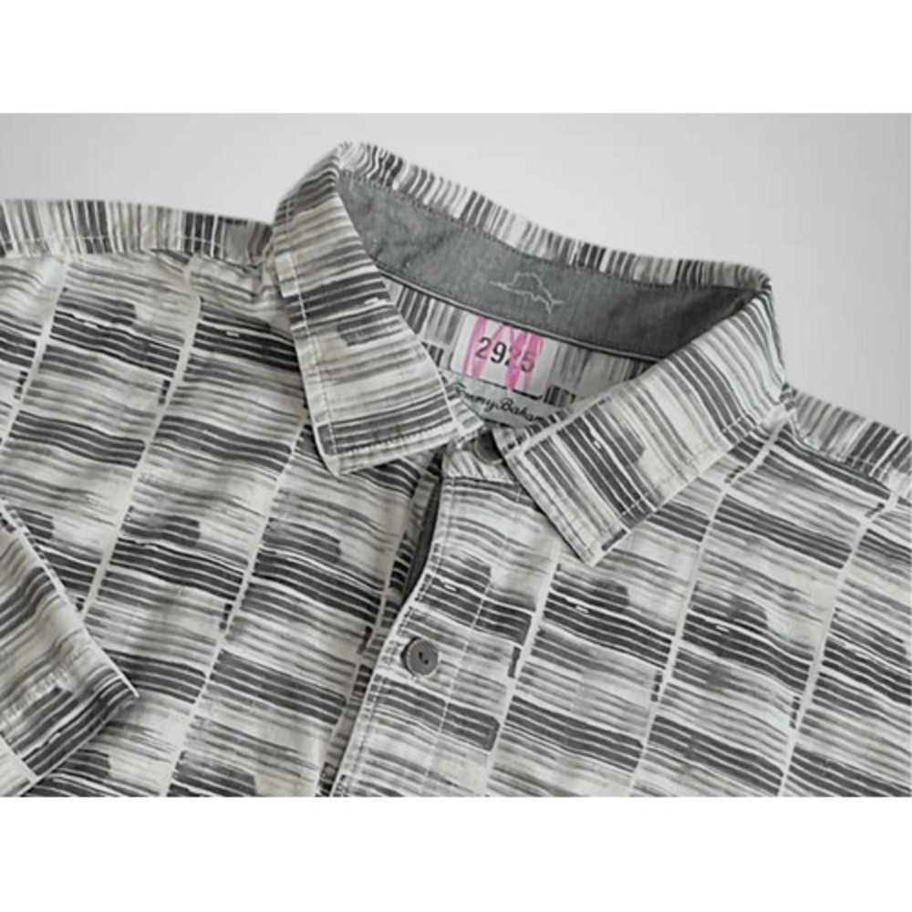 Tommy Bahama Silk Coolmax Camp Shirt Men's XL Gray Short-Sleeve Button Down*